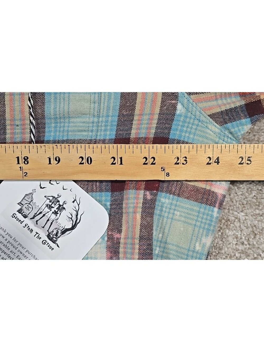 OOAK Upcycled Flannel Shacket Shirt Sarcastic Humor Smile Say God Bless XL - Picture 7 of 14